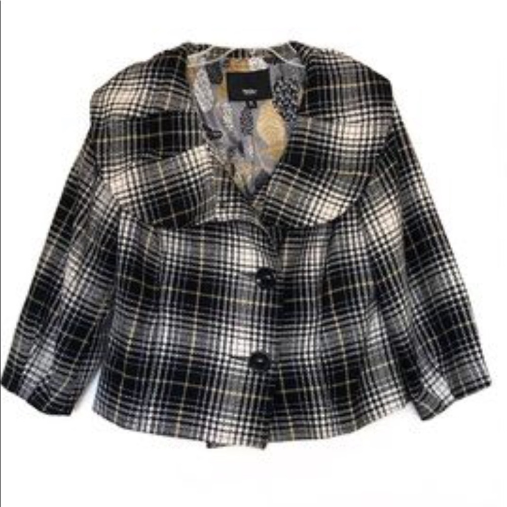 Plaid Wool Blend Coat